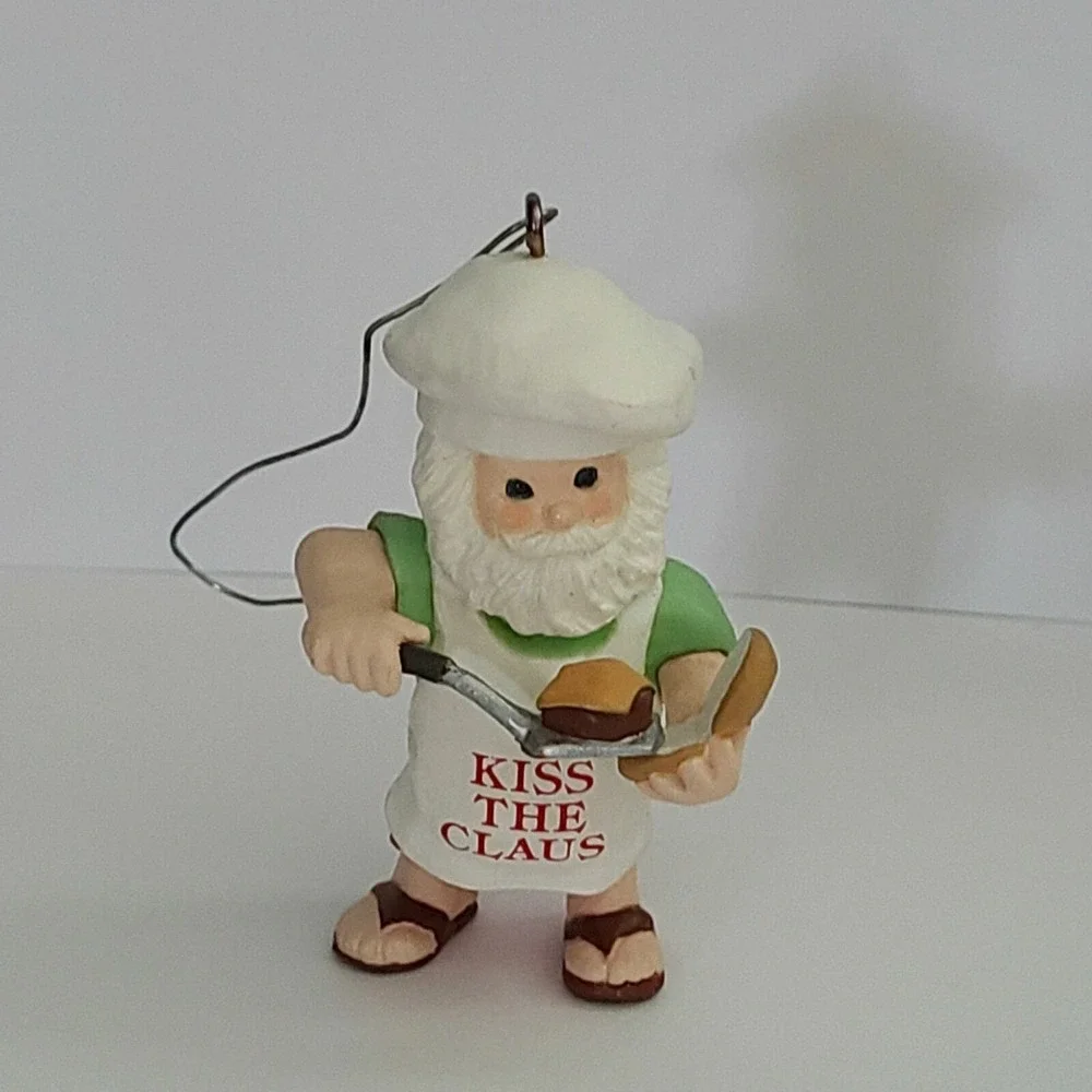 Hallmark 1988 Kiss The Claus Keepsake Christmas‎ Tree Ornament Barbeque santa